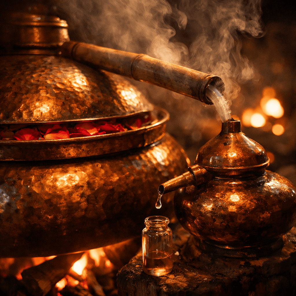 Attar distillation process India